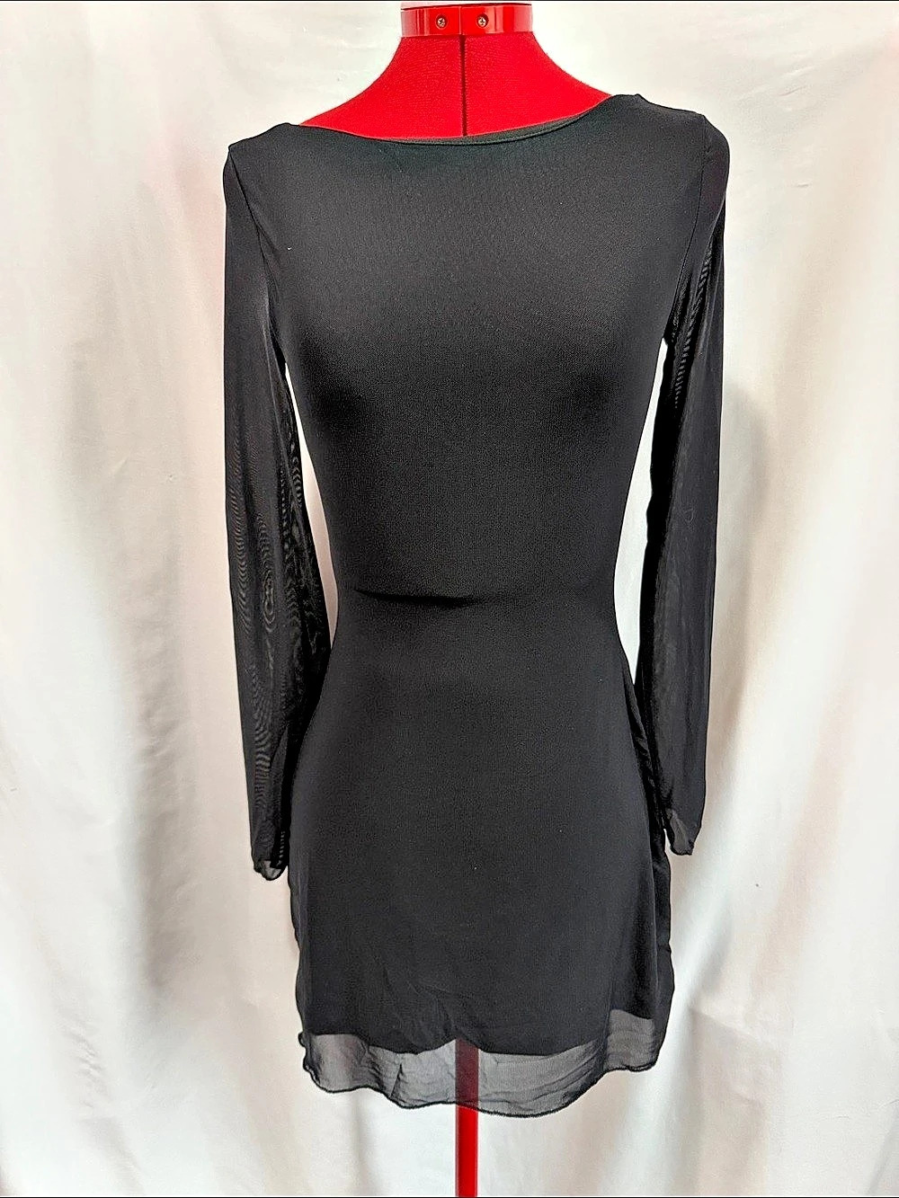 Petite XXS Black Mesh Sleeve Mini Dress Size XXS Like New